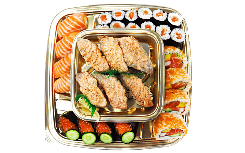 鮭魚組合壽司二層